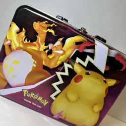 Pokemon Fall Collectors Chest Tin Lunchbox Charizard Pikachu Vivid Voltage EMPTY - Image 2