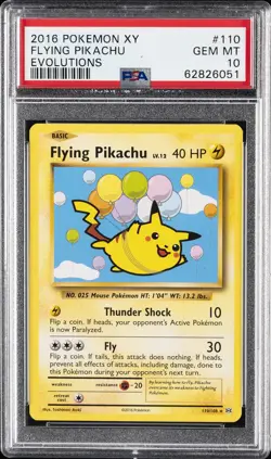 2016 POKEMON XY EVOLUTIONS #110 FLYING PIKACHU PSA 10 - Image 1