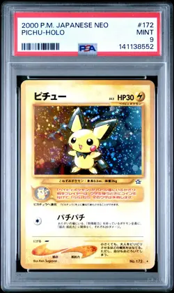 2000 POKEMON JPN NEO #172 PICHU-HOLO PSA 9 - Image 1