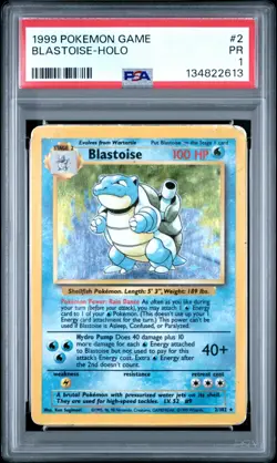 PSA 1 PR 1999 Base Set Blastoise 2/102 Holo Foil Pokemon WOTC Unlimited Rare - Image 1