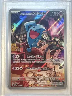 POKEMON DESTINED RIVALS ETB PROMO #203 TEAM ROCKET'S WOBBUFFET PSA 9 - Image 2