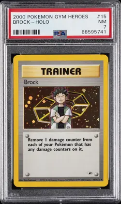 2000 POKEMON GYM HEROES #15 BROCK-HOLO PSA 7 - Image 1