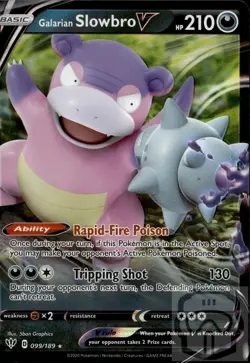 Galarian Slowbro V 099/189 Holo Rare V Darkness Ablaze Pokemon NM/M - Image 3