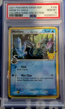 Pokemon Celebrations Promo Mimikyu Delta Species SWSH136 Graded PSA 10 - Image 1