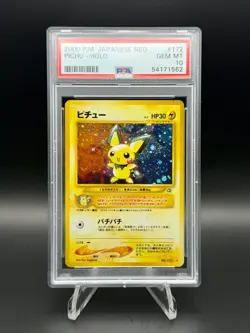 2000 Pokemon Japanese Neo Genesis Pichu Holo #172 PSA 10 GEM MINT - Image 1