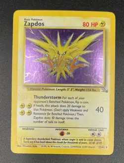 Pokemon Fossil Zapdos Holo Rare Card 15/62 English 1999 Basic 80 HP - Image 1