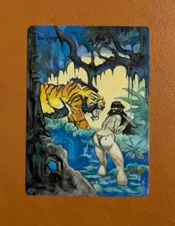 Frazetta Themed Swamp - Altered Art Mtg Hand Painted EDH Commander - Image 1