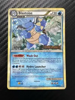 Pokemon BLASTOISE Unleashed STAFF Holo Prerelease Promo 13/90 - Image 1