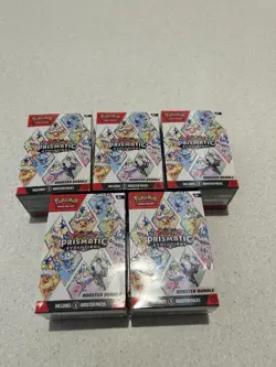 5 Boxes Pokemon TCG Prismatic Evolutions Booster Bundle Scarlet Violet Sealed - Image 1