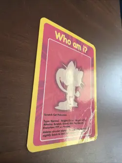 Pokemon Funskool " WHO AM I " MEOWTH TCG CARD 2004 INDIA - DMG - Image 2