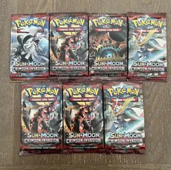 (7) Pokemon Sun & Moon Crimson Invasion Booster Packs TCG Factory Sealed - Image 1