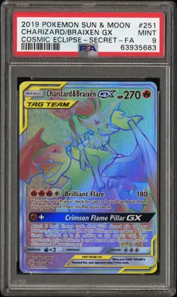 Pokemon Charizard & Braixen GX (Secret) 251/236 Sm-Cosmic Eclipse Holo PSA 9 - Image 1
