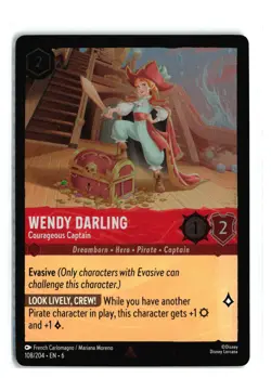 WENDY DARLING COURAGEOUS CAPTAIN 108/204 COLD FOIL RARE DISNEY LORCANA NM - Image 1