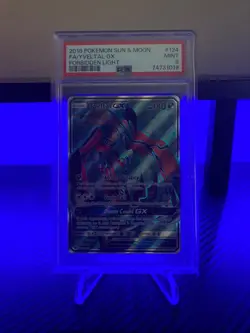 2018 POKEMON FORBIDDEN LIGHT YVELTAL GX #124 FULL ART [PSA 9 MINT] - Image 1