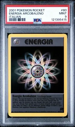 2001 Pokemon ITALIAN Unlim. Rocket Energia Arcobaleno-Rainbow Energy 80/82 PSA 9 - Image 1