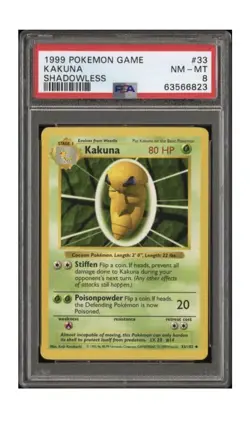 Shadowless - KAKUNA - 33/102 - Pokemon Base Set - PSA 8 - Image 1