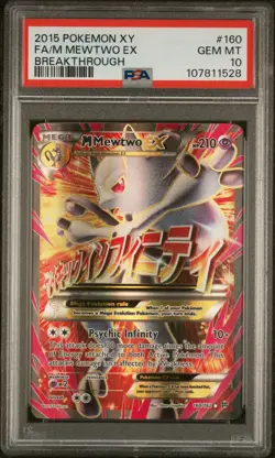 PSA 10 Fa/M Mewtwo Ex 2015 Pokemon Xy Breakthrough #160 - Image 1