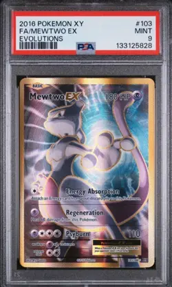 2016 POKEMON XY EVOLUTIONSFULL ART/MEWTWO EX 103 PSA9 - Image 1