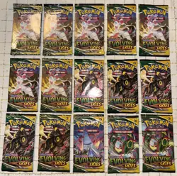 Lot of (15) Pokemon TCG Sword & Shield Evolving Skies Booster Packs - NEW/SEALED - Image 1