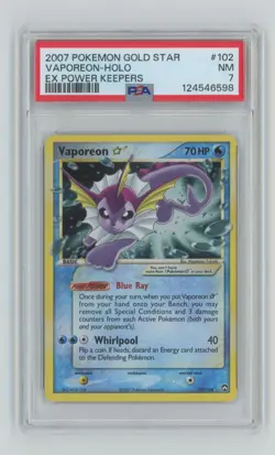 2007 Pokemon Gold Star EX Power Keepers PSA 7 Vaporeon Holo #102 PSA 7 - Image 1