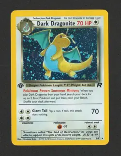 2000 Pokemon Team Rocket 1st Edition Dark Dragonite Holo 5/82 LP/NM Vintage WOTC - Image 1