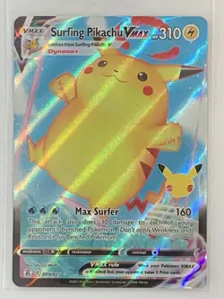Pokemon TCG 2021 Surfing Pikachu VMAX Celebrations Holo Ultra Rare NM 009/025 - Image 1