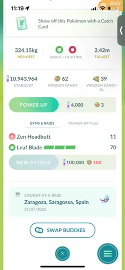 Pokemon Go Legendary Virizion ( Normal ) ( Reduced) - Image 2