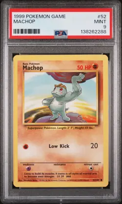 PSA 9 MACHOP 52 BASE SET UNLIMITED POKEMON MJ - Image 1