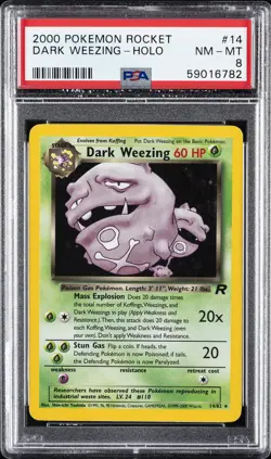 2000 POKEMON ROCKET #14 DARK WEEZING-HOLO PSA 8 - Image 1