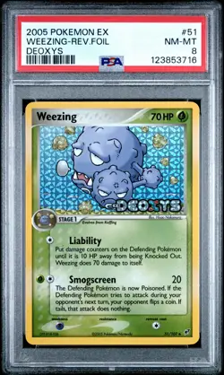 2005 POKEMON EX DEOXYS #51 WEEZING-REVERSE FOIL PSA 8 - Image 1