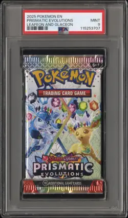 2025 POKEMON INT'L SCARLET & VIOLET PRISMATIC EVOLUTIONS PACK FOIL PSA 9 - Image 1