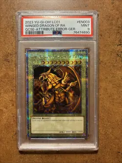 PSA 9 WINGED DRAGON OF RA QCSE-ATTRIBUTE ERROR-ITA 2023 YU-GI-OH! LC01 - Image 1