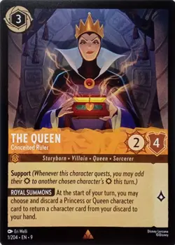 1/204 THE QUEEN CONCEITED RULER EN9 RARE DISNEY LORCANA CARD - Image 1