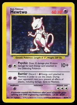 Mewtwo 10/102 Holo Rare Base Set Pokemon Card - Image 1