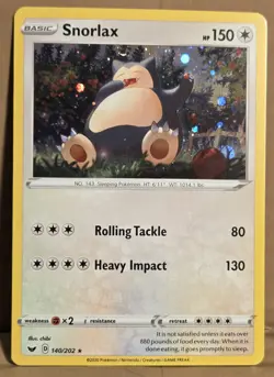 Snorlax 140/202 Cosmos Holo Promo LP/NM Sword and & Shield Base Set Pokemon Card - Image 1