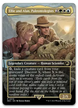 Ellie and Alan, Paleontologists (Borderless) #10 LP Jurassic World REX Magic MTG - Image 1