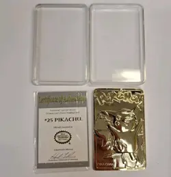 Pokemon 23K Gold Plated PIKACHU Trading Card 1999 Burger King w/Case and COA - Image 1