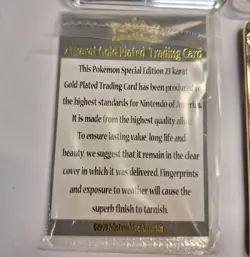 Pokemon 23K Gold Plated PIKACHU Trading Card 1999 Burger King w/Case and COA - Image 5