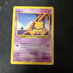 Abra 43/102 Base Set Common Pokemon Card Unlimited Edition WOTC D51 - Image 1