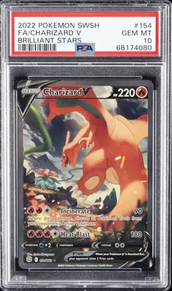 2022 POKEMON SWORD & SHIELD BRILLIANT STARS #154 FULL ART/CHARIZARD V PSA 10 - Image 1