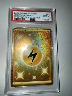 2021 POKEMON SWORD & SHIELD EVOLVING SKIES SECRET #235 LIGHTNING ENERGY PSA 10 - Image 2