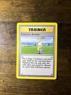 Pokemon Breeder Trainer Base Set 74/102 Unlimited Rare LP NM Clean - Image 1