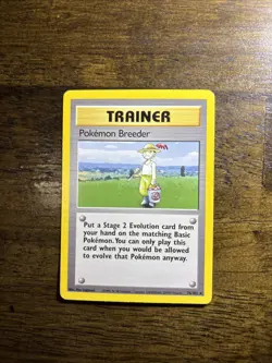 Pokemon Breeder Trainer Base Set 74/102 Unlimited Rare LP NM Clean - Image 2
