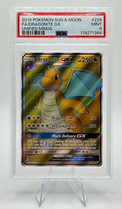 2019 Pokemon S&M Unified Minds Dragonite GX #229 | Full Art | PSA 9 MINT - Image 1