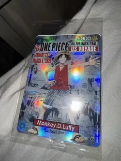 Bandai Namco One Piece CCG Monkey.D.Luffy US Voyage P-055 Holo Promo Card - Image 1
