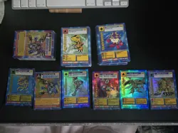 Job Lot Of 1999 Digimon Cards, includes starter set, extra cards, 6 holo & mats - Image 1