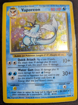 Vaporeon 12/64 Jungle Holo Rare Vintage Pokemon Card WOTC TCG English HP / DMG - Image 1