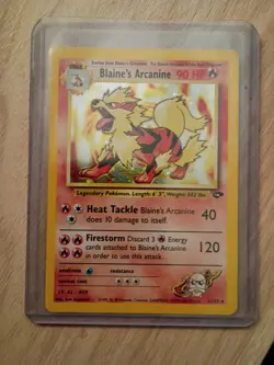 Vintage 2000 Blaine's Arcanine 1/132 Gym Challenge Holo Rare Pokemon TCG Card - Image 1