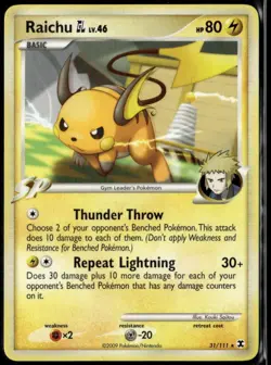 Raichu GL 31/111 Rare Rising Rivals LP Pokemon Card - Image 1