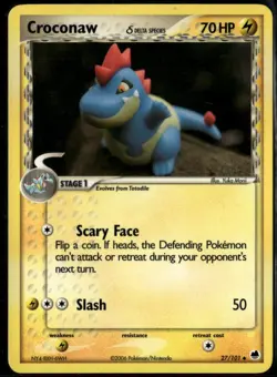 Croconaw 27/101 Uncommon Dragon Frontiers LP Pokemon Card - Image 1